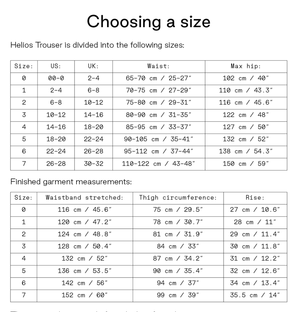 Helios Trouser, PDF Symønster