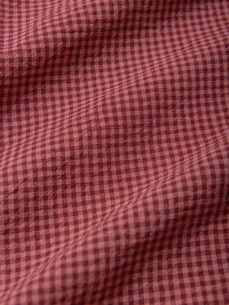 Vasket Lin/Bomull Gingham, Rød/rosa