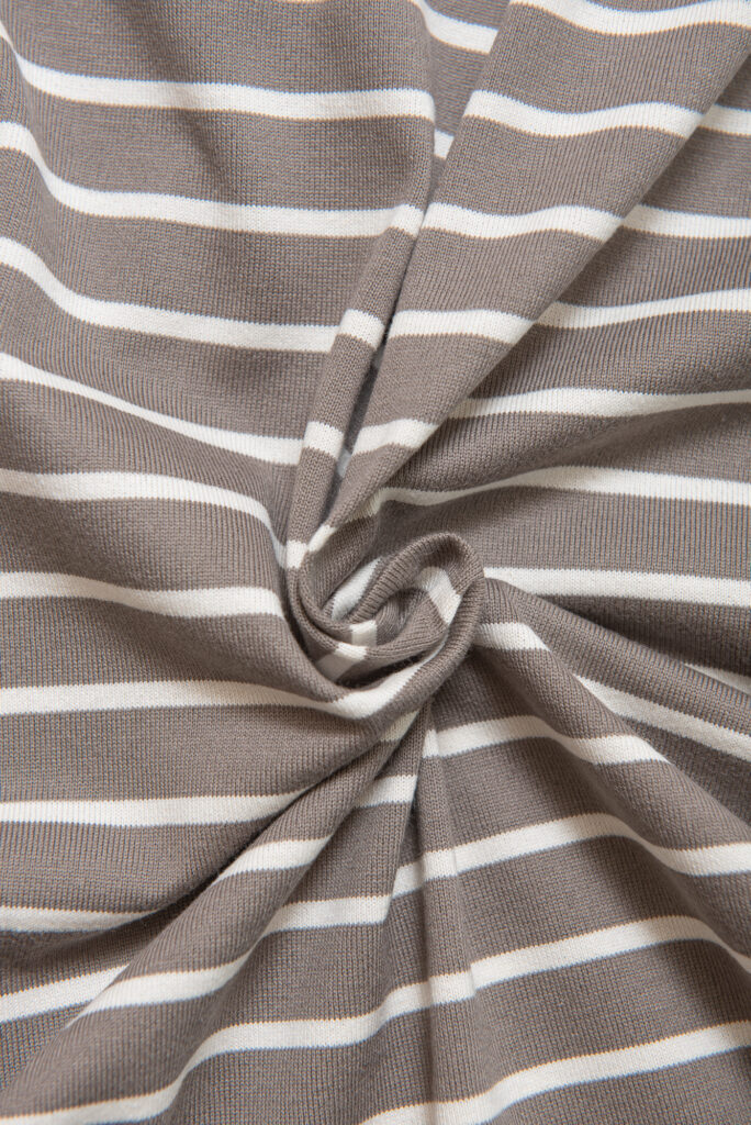 Stripet bomullsjersey, Taupe/Off-white