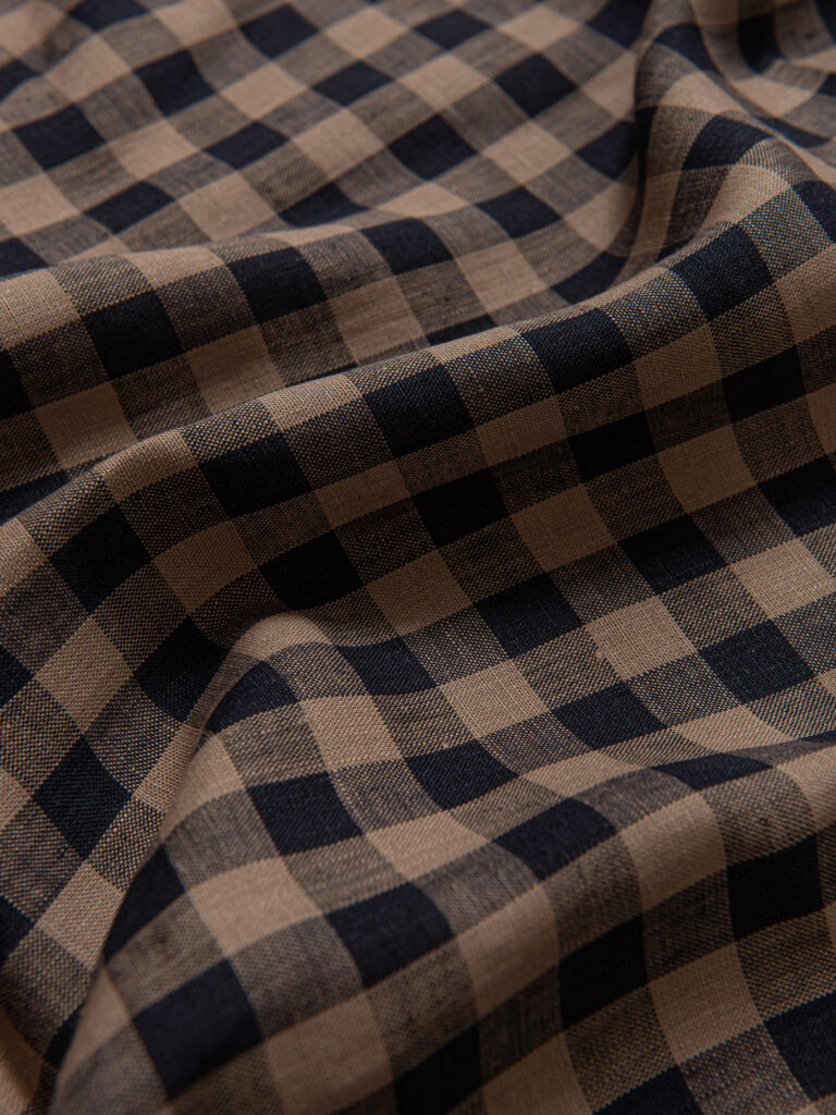 Gingham i lin, Navy/Beige