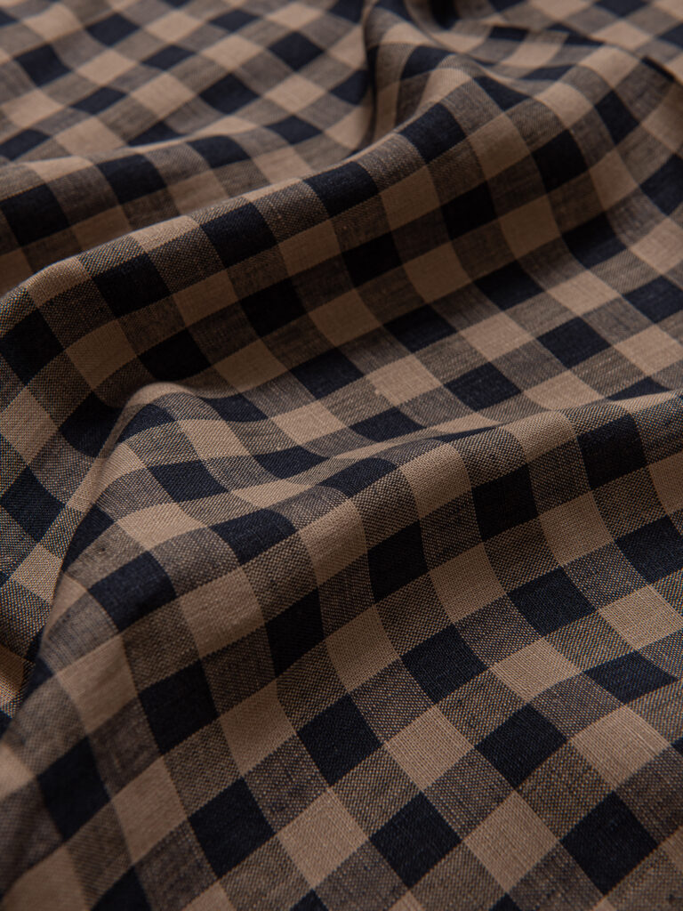 Gingham i lin, Navy/Beige