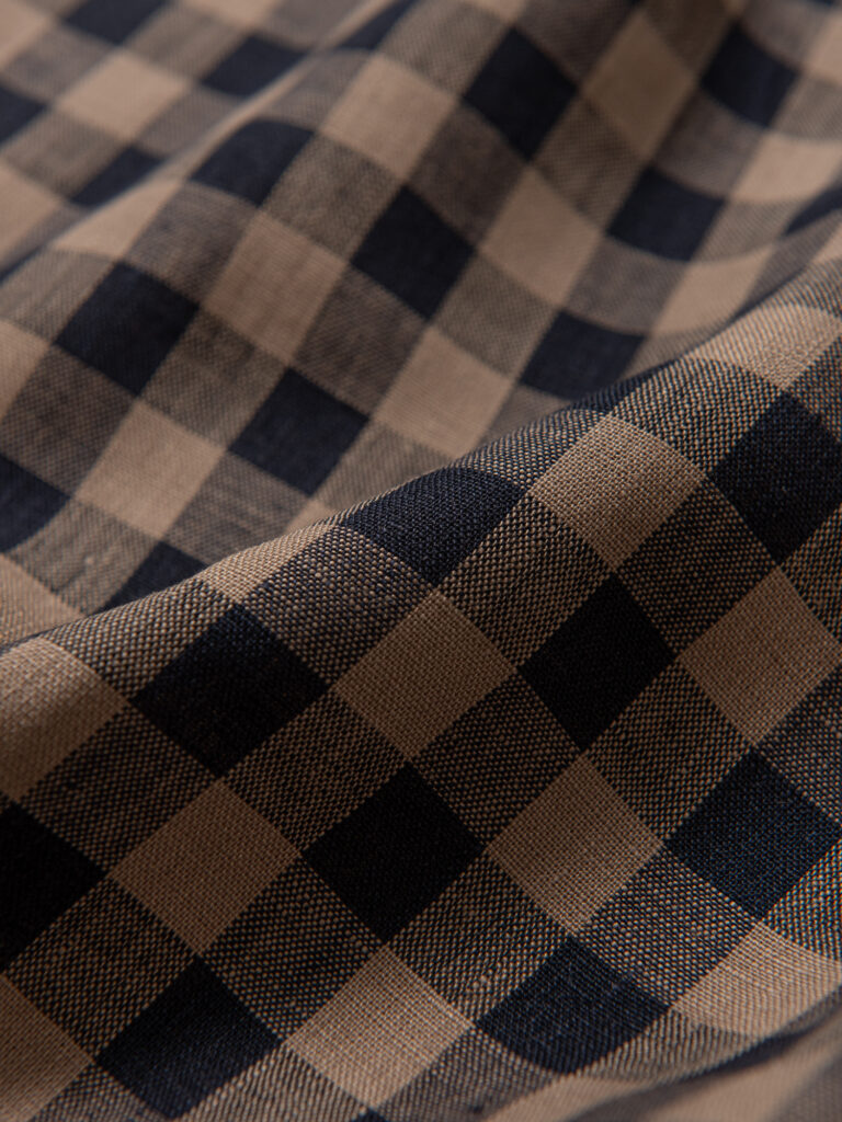 Gingham i lin, Navy/Beige