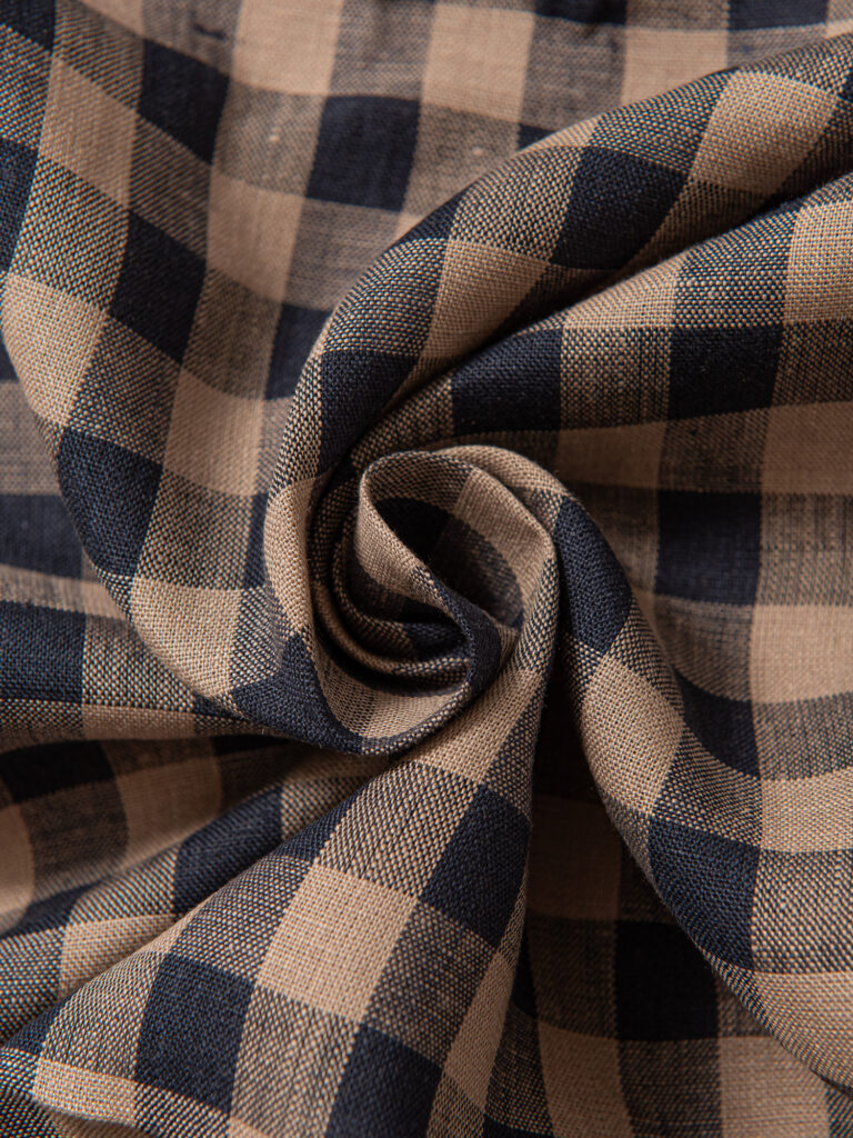Gingham i lin, Navy/Beige