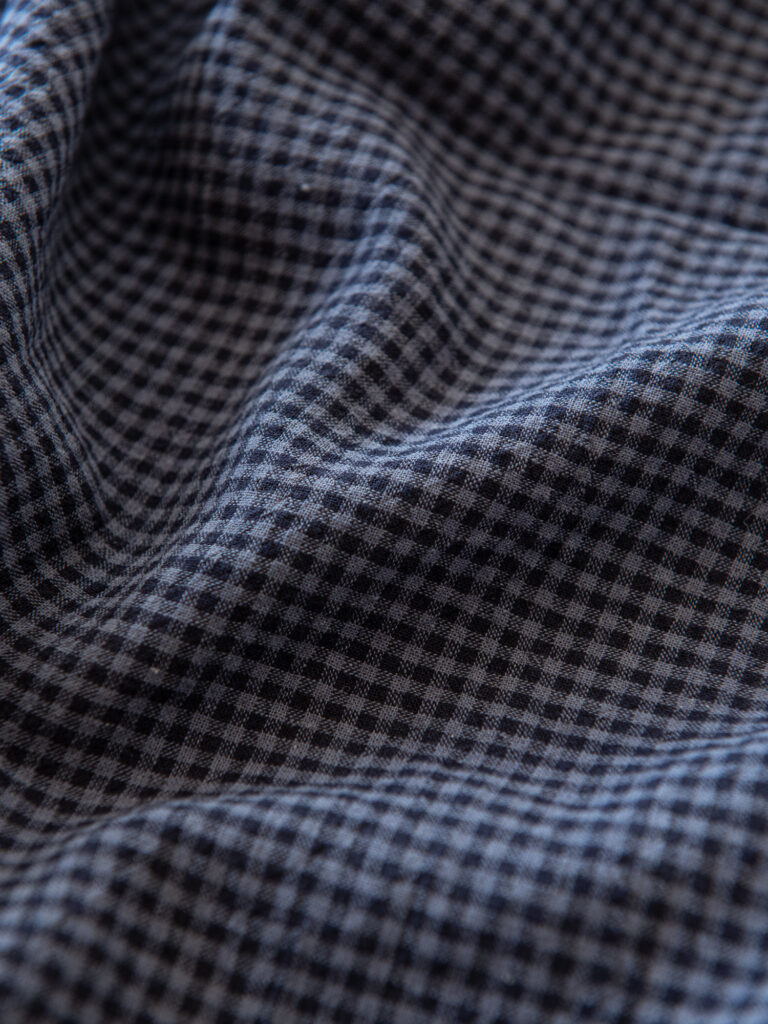 Vasket Lin/Bomull Gingham, Lys blå/navy