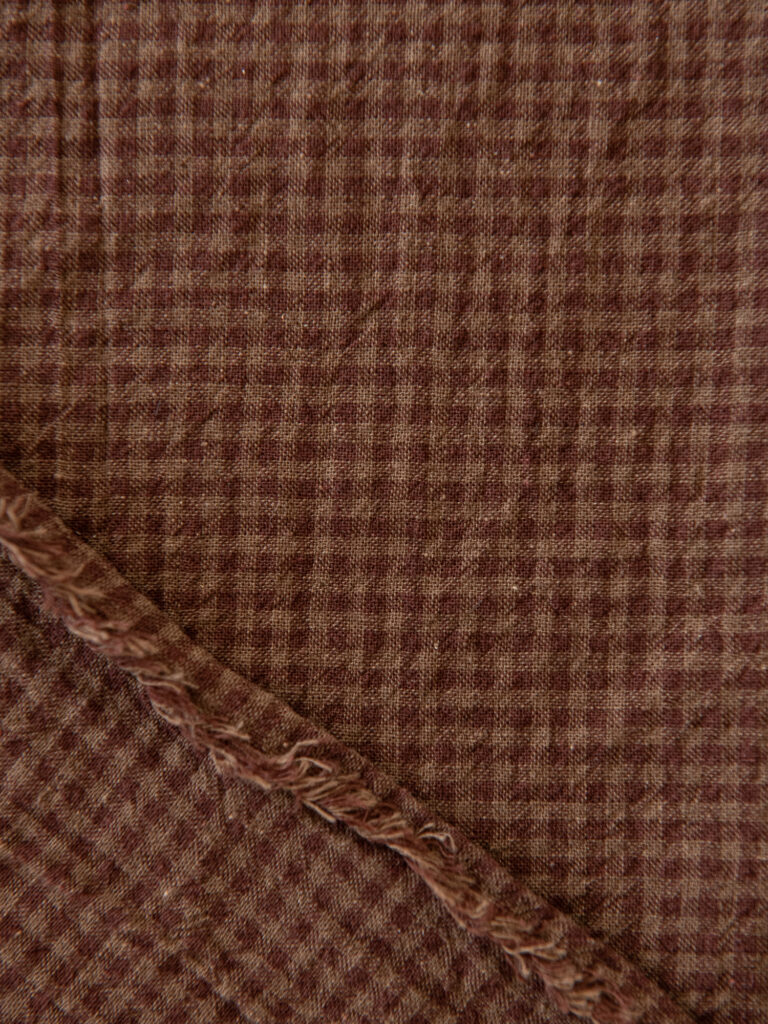 Vasket Lin/Bomull Gingham, Sjokolade