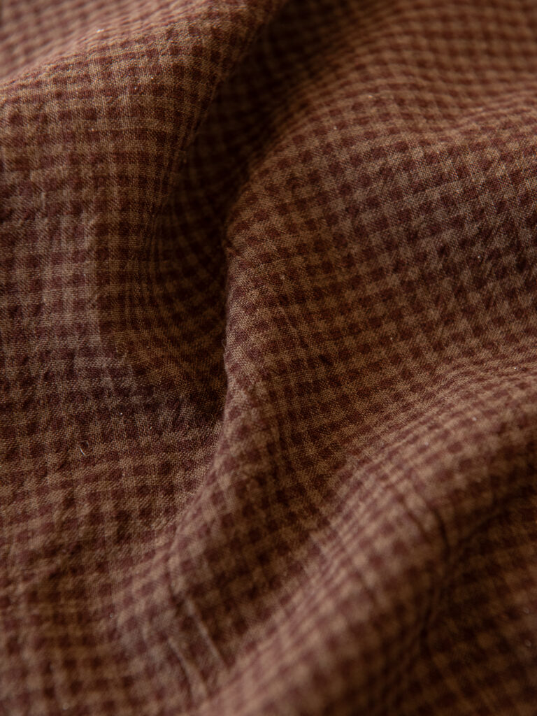 Vasket Lin/Bomull Gingham, Sjokolade