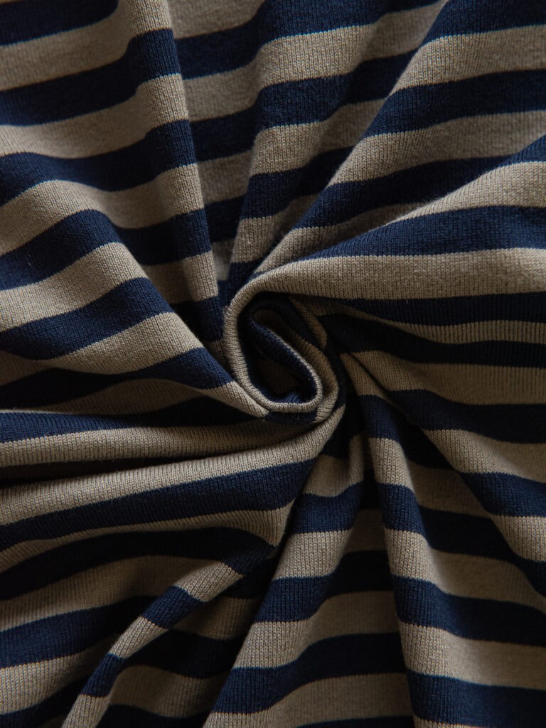 Stripet bomullsjersey, Beige/Navy