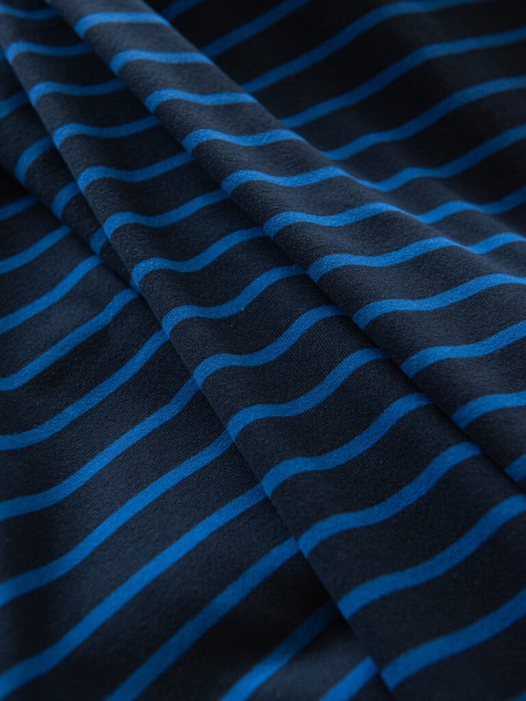 Stripet bomullsjersey, Navy/Kobalt